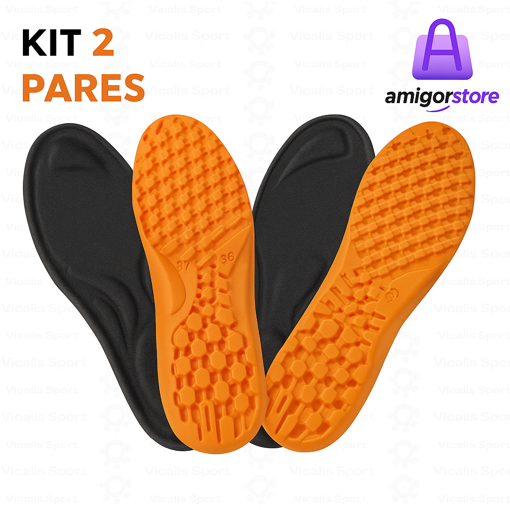 KIT 2 Palmilhas Ortopédicas para Fascite Plantar, Esporão e Pé Chato